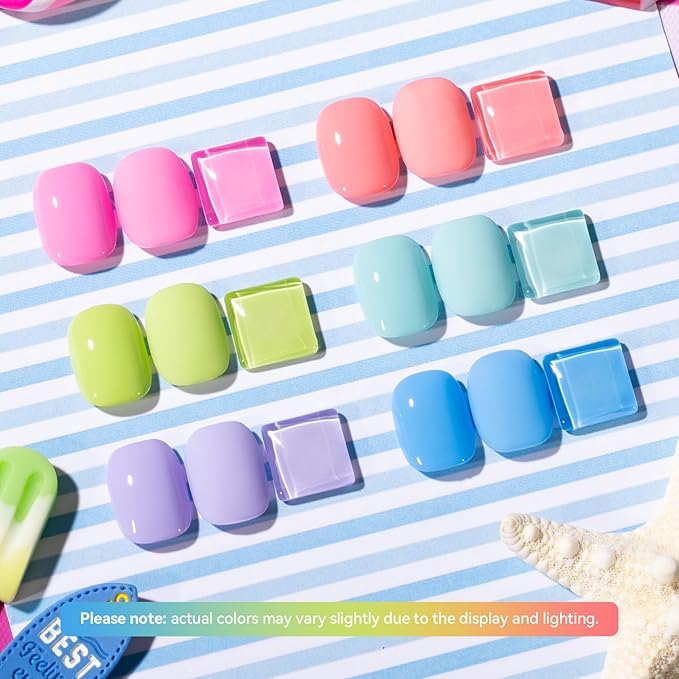 Rainbow Nail Polish Set 6 Colors Pink Coral Mint Sky Blue Lavender Azure Pastel Nail Polishes, Quick Dry, Non Gel, Opaque, Rich in Castor Oil, Nail Art DIY at Home Manicure Gift for Women