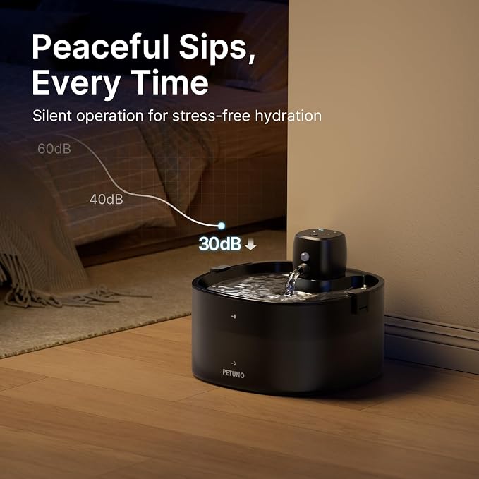 Cordless Cat Water Fountain, Battery Operated, Black 6 Filters, 78oz | Wireless Cat Fountain Rechargeable 4000mAh, Motion Sensor, Ultra-Quiet Pump, Locking Lid, Automatic Pet Fountain