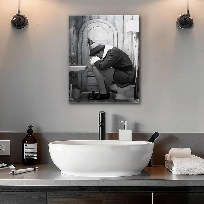 TYPTEK Funny Bathroom Canvas Wall Art, Toilet Paper Humor Poster, 8x10 Inch | Hilarious bathroom comedy decor and modern toilet artwork, gag gift for home, guest bath or office, Humor Style-03
