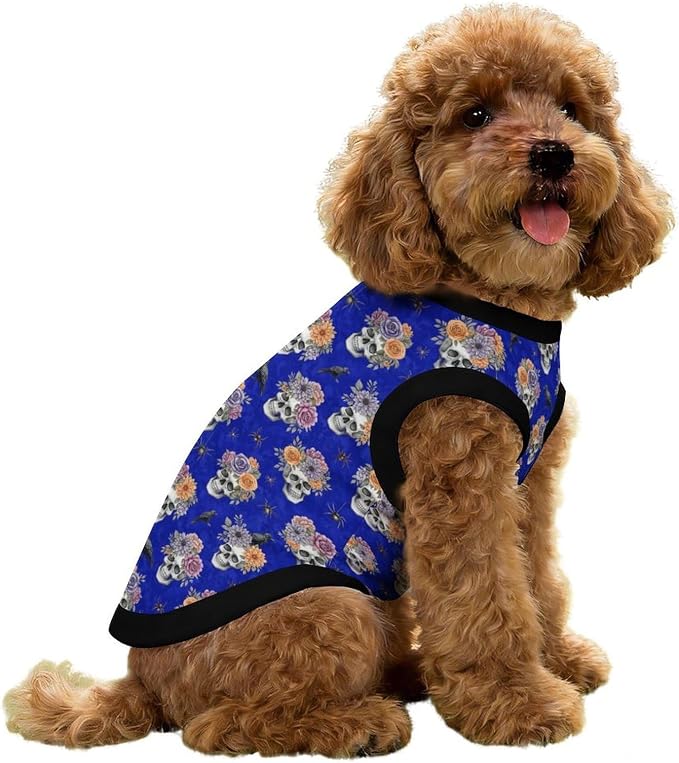 Halloween Pet Vest Skull Floral Pet Shirts X-Small | black bird Dog Shirt Vest cute pet Sleeveless Vests Ice Silk Dog T-Shirts holiday Dog Clothes Halloween Canine Wear