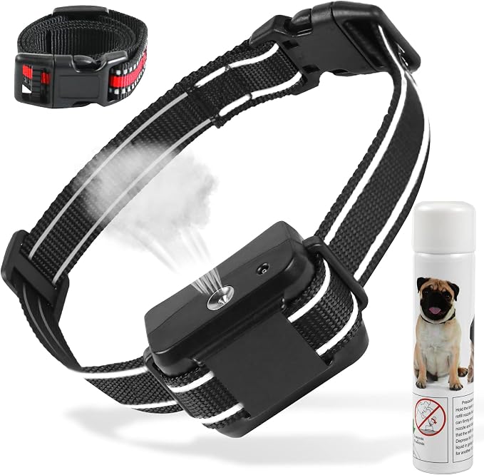 Citronella Dog Bark Collar, Dog Barking Collar with 2 Adjustable Sensitivity and Volume of Spray [1 Citronella Spray Refill] No Shock Anti Bark Collars for Small Medium Large Dogs, Black