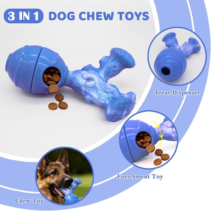 BoYoYo Dog Toys for Aggressive Chewers, 3 in 1 Treat Dispensing Dog Toys to Keep Them Busy, Dog Enrichment Toy for Small, Medium and Large Dogs, Milk Flavor