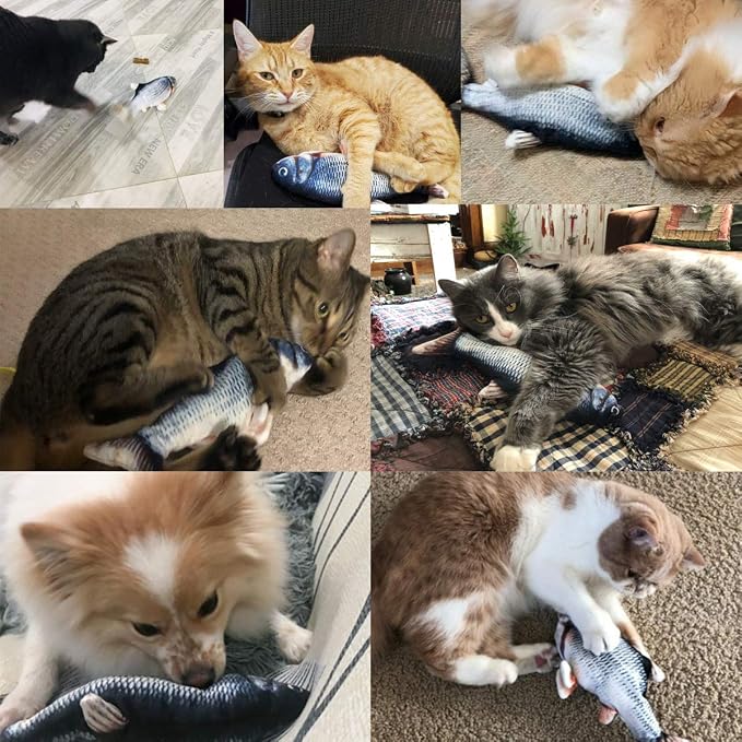 Tocirelo Cat Toys Flopping Fish with Catnip, Moving Interactive Cat Toy