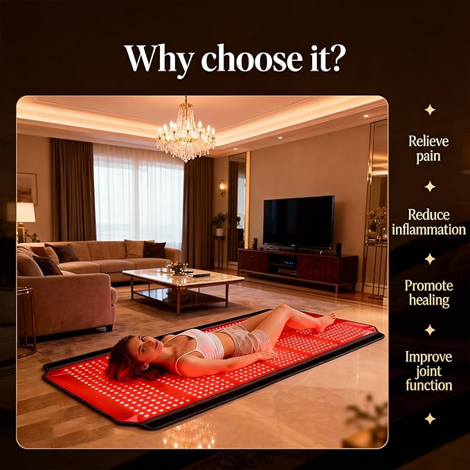Red Light Therapy for Body, Red Light Therapy Mat with 3 Light Modes & 5 Working Modes, 1260 LEDs redlight with 660nm & 850nm Dual Wavelength, Suitable for Men, Women, and All Types of Pets