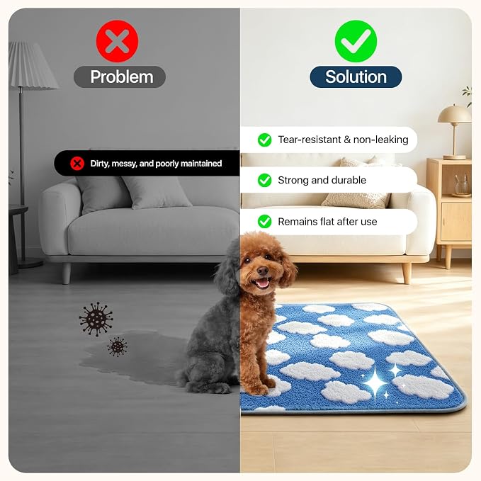 LOOBANI Washable Pee Pads for Dogs 41"x41",2 Pack, Blue | Specifically Designed For LOOBANI 43"X43"X27" Foldable Dog Playpen,Super Absorbent, Waterproof, Leak-Proof & Non-Slip