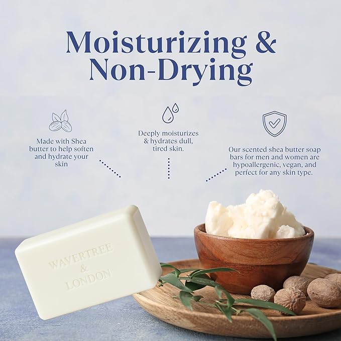 Wavertree & London Cosmopolitan Scented Natural Soap (8 Bars), 7oz Moisturizing French Triple Milled Soap Bars enriched with shea butter - Pure Plant Oil Bath & Body Bars for All Skin Types