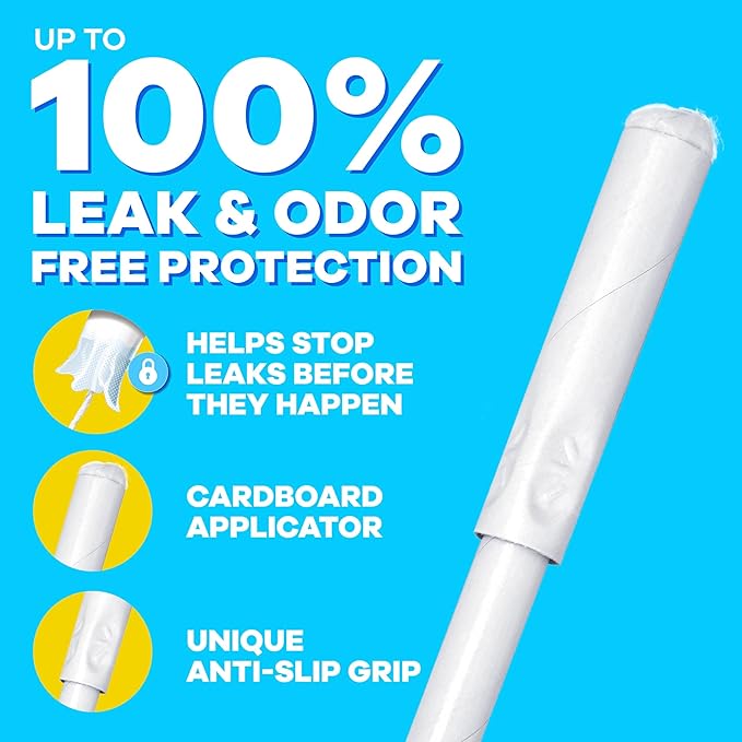 Tampax Cardboard Tampons for Women Super Plus Absorbency, Anti-Slip Grip, LeakGuard Skirt, Unscented, 40 Count