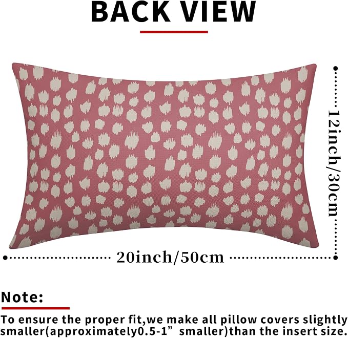 Sweetshow Pink Cream Dots Lumbar Pillow Covers 12x20 Set of 2 Boho Design Polka Dot Print Throw Pillows Modern Outdoor Decorative Pillowcase Rectangle Linen Cushion Cases Decor for Sofa Couch Bed