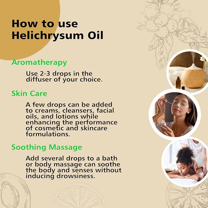 GM Gumili Helichrysum Essential Oil, 100% Pure Undiluted Helichrysum Oil for Aromatherapy Beauty & Home Care- 30ml/1 oz