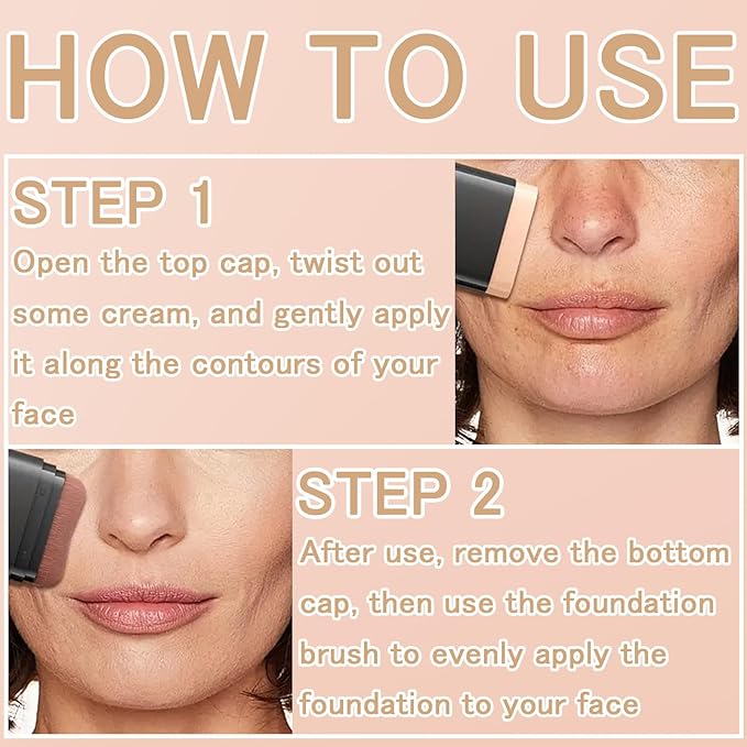 Concealer Foundation Stick, 2 in 1 Dual-Ended Long-Lasting Concealer Stick with Brush, Full Coverage for Beauty Face Makeup