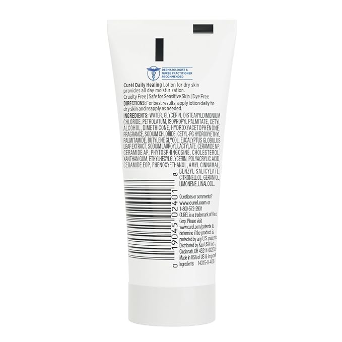 Curel Daily Healing Body Lotion for Dry Skin, Dermatologist Recommended Hydrating Body Lotion with Advanced Ceramides Complex 1 Oz, (Pack of 60)