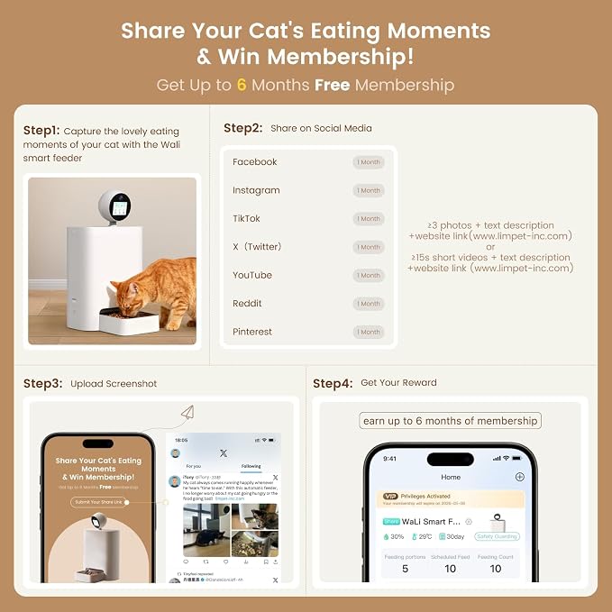 AI Smart Automatic Cat Feeder with 360° Camera, 2K HD Night Vision & 2-Way Audio, Smart APP Control, Up to 16 Meals/Day, 5.5L Timed Food Dispenser for Cats and Dogs