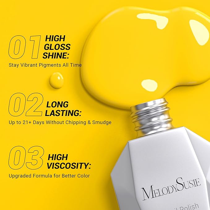 MelodySusie Thick Neon Almond Yellow Gel Nail Polish,0.5fl oz Nails Soak Off UV LED Bright Yellow Gel Polish Gift for Women Nail Art Manicure Salon DIY Nail Design Decoration at Home-302