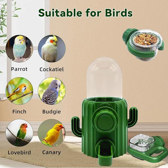 3Pcs Bird Water Dispenser Bird Cage Feeder Accessories for Parakeet