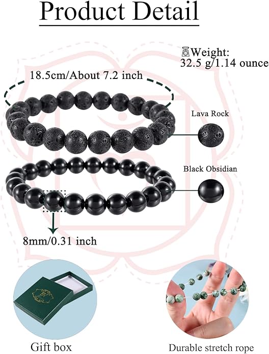 Bivei Natural Gemstone Semi Precious Healing Crystals Handmade Stretchy Round Beads Bracelet,Stocking Stuffers for Women Enhance Positive Energy