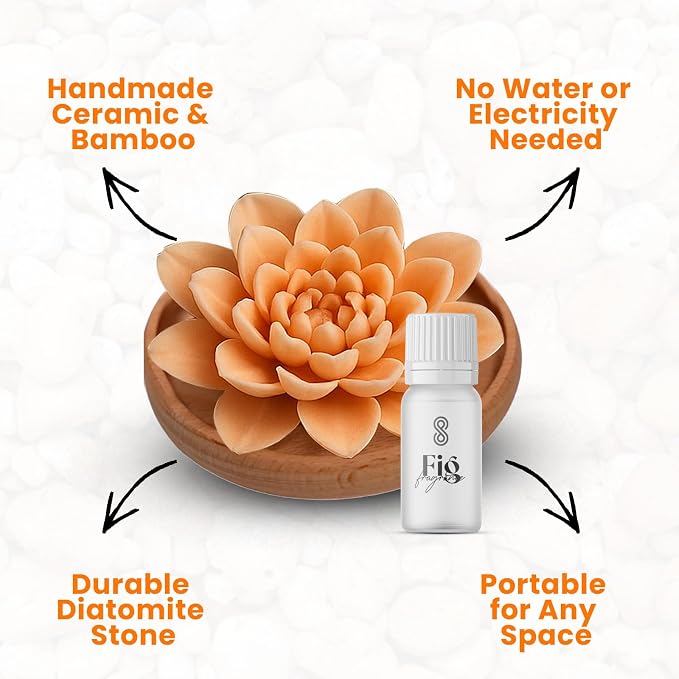HOME ARCHIVE Aroma Diffuser with Aromatherapy Fragrant Oil Diffusers for Home Room Decor Fig Fragrance (Peony Flower (Orange))