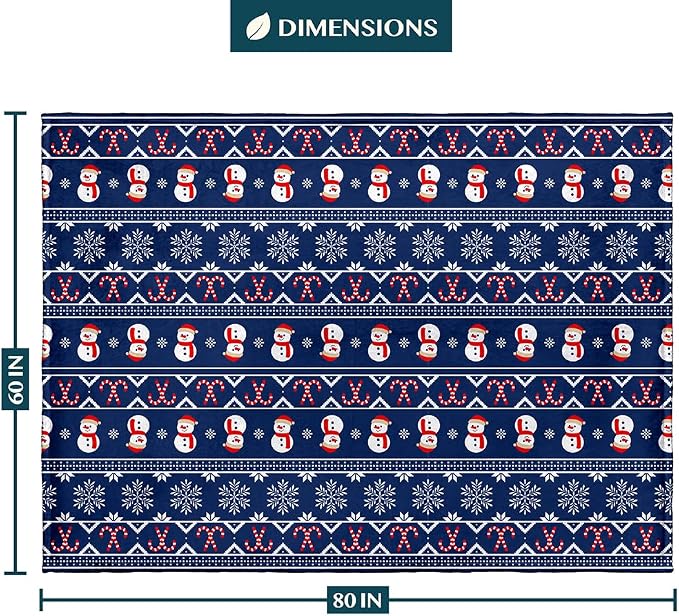 PAVILIA Christmas Snowman Throw Blanket | Blue Holiday Christmas Fleece Blanket | Soft, Plush, Warm Winter Cabin Throw, 60x80 (Blue Christmas)
