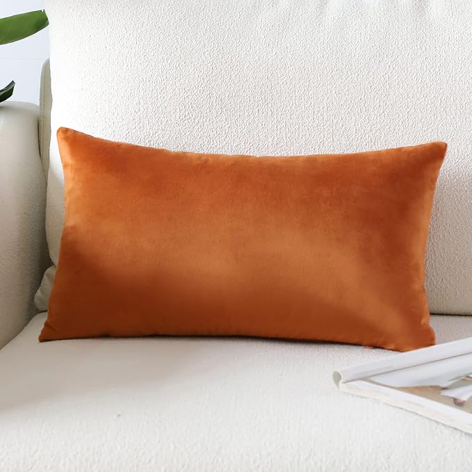 Artscope Luxury Velvet Pillow Covers Super Soft Decorative Rectangle Throw Pillow Covers Case Cushion Covers for Sofa Couch Bedroom Car Decor 16x24 Inch Orange