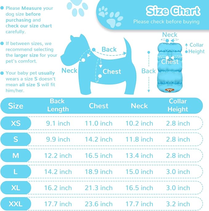 ABRRLO Winter Warm Dog Jacket for Small Medium Dogs Cat Cold Weather Coats with Harness Paded Dogs Fleece Vest Waterproof Windproof Dog Snow Jacket Pet Puppy Clothes (Blue,L)