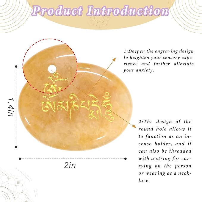 Citrine Worry Stone for Anxiety - Hand Carved Healing Crystal Pocket Stone with Inspirational Words, Stress Relief Gift, Meditation Decor