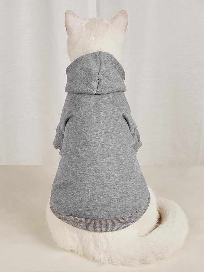 Basic Dog Hoodie Sweatshirt Puppy Sweater Warm Cat Costumes Pet Clothes for Chihuahua Puppy Kitten Small Medium Dogs Black and Grey Large