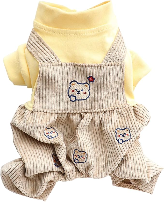 Dog Stylish Overalls Comfortable Puppy One Piece Outfits Summer Bib Overalls for Small Dogs Cute Pet Onesie Jumpsuit Chihuahua Yorkies Birthday Holiday Clothes Cat Costume