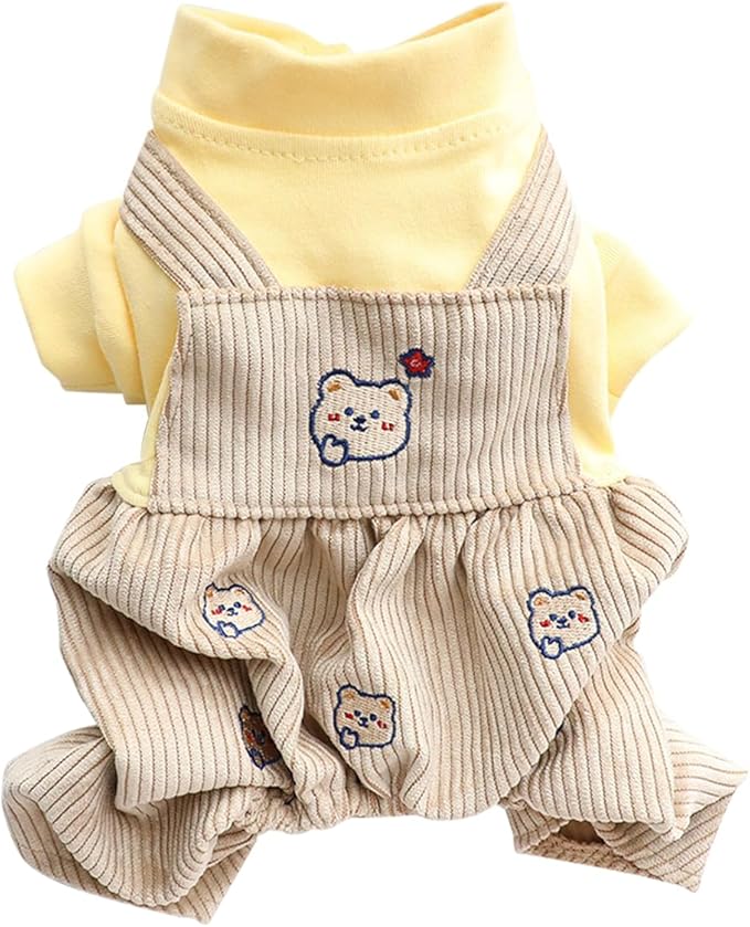 Dog Stylish Overalls Comfortable Puppy One Piece Outfits Summer Bib Overalls for Small Dogs Cute Pet Onesie Jumpsuit Chihuahua Yorkies Birthday Holiday Clothes Cat Costume