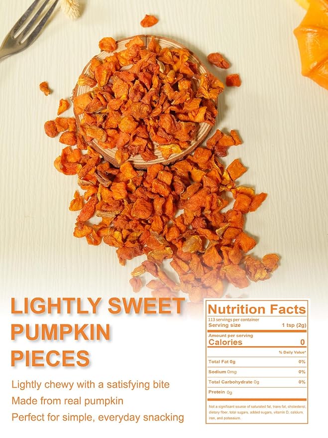 TeeLux Pumpkin Tea Loose Leaf, 16oz, Lightly Sweet & Colorful, Versatile Dried Pumpkin Cubes for Cooking, Baking