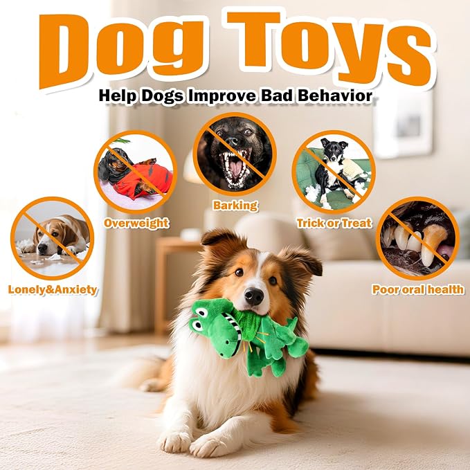 Fuufome Large Squeaky Dog Toys:Plush Tug of War Dog Toys with Crinkle-Interective Chew Toys for Small,Medium,and Large Breeds- Puppy Toys Keep Them Busy&Dental Exercise
