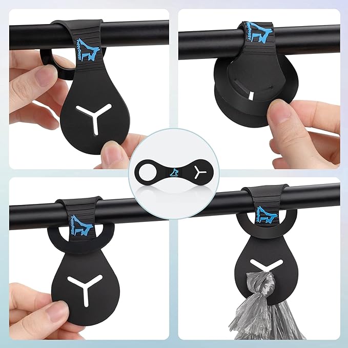 Dog Poop Bag Holder for Leash Waste Bag Carrier Dog Poop Bag Dispenser for Walking Running Bicycle Accessory 2 Pieces (Black + Green)