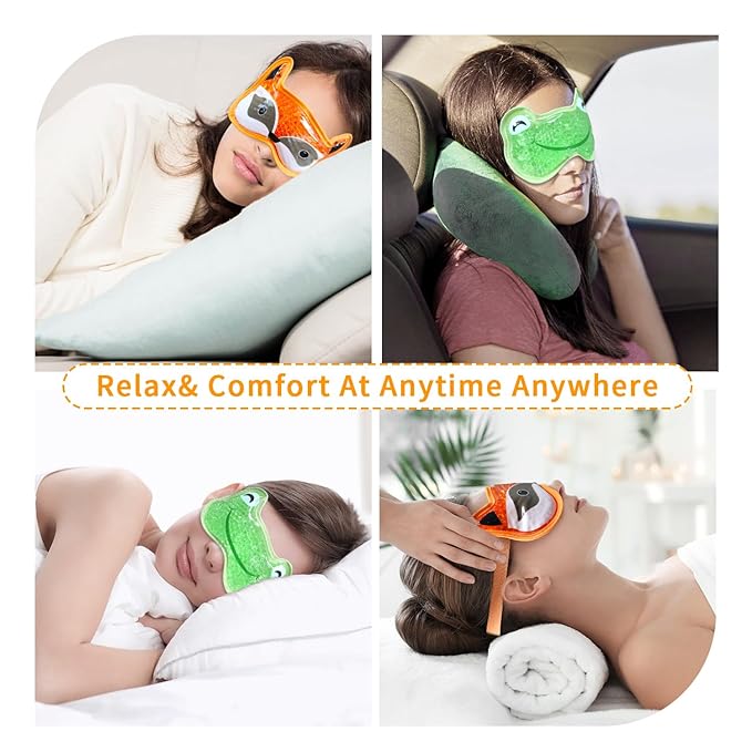 2PCS Adorable Cooling Eye Mask Gel Eye Mask, Reusable Hot Cold Therapy Cold Eye mask for Post Surgery, Puffiness, Dark Circles, Eye Bags, Dry Eyes