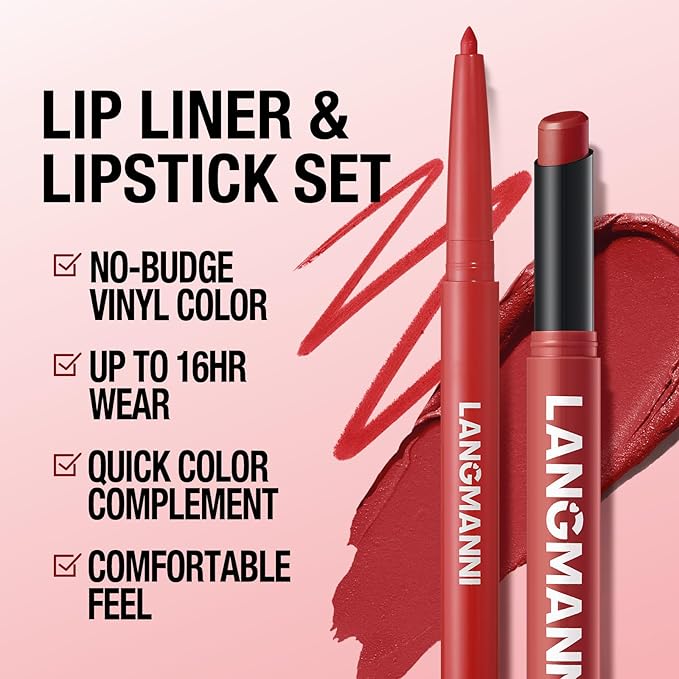 Jolilab 8Pcs Lip Set: 4 Colors Lip Liner+4 Colors Lipstick, Matte/Creamy,Smooth Creamy Texture,Long-Lasting,Bold/Nude Shades for Daily/Party, Vegan, Gift for Makeup Lovers.(#03+05+10+12)