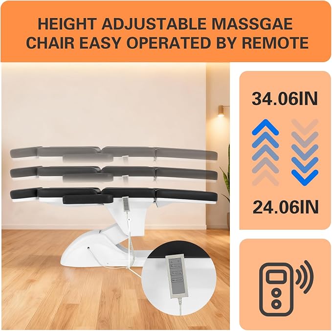 Electric Tattoo Chair with 3 Motors for Esthetician, Height Adjustable Facial Bed for Client, 660Lbs Capacity Facial Massage Bed for Beauty Spa