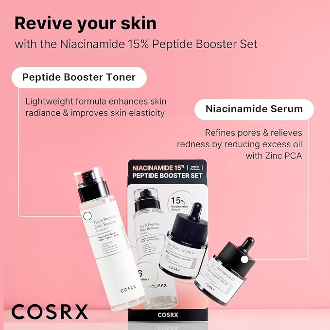 COSRX Niacinamide 15% Peptide Booster Set + 2% Alpha Arbutin Discoloration Care Serum