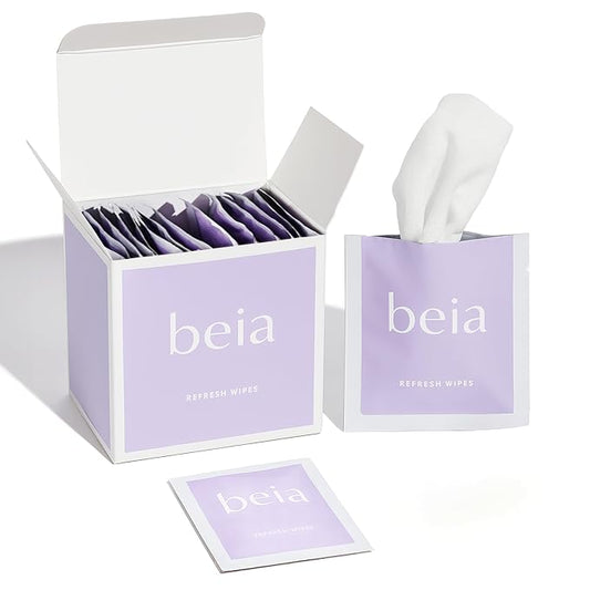 Beia Feminine Wipes Individually Wrapped - pH Balancing Intimate Wipes for Women Hygiene with Aloe Vera and Green Tea - Fragrance Free & Vegan for Full Body & Face - 15 Refresh Travel Size Wipes