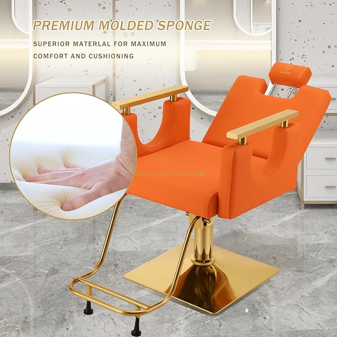 Heavy Duty Barber Chair, 360° Swivel Reclining Salon Chair for Hair Stylist, Height Adjustable Hydraulic Hairdressing Chair with Footrest for Barber Shop, Beauty Salon, Hairdressers