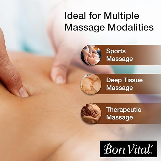 Bon Vital' Coconut Massage Gel, 8 oz, Lightweight Formula with Pure Fractionated Coconut Oil, Professional Therapy Lotion, Hydrating and Unscented
