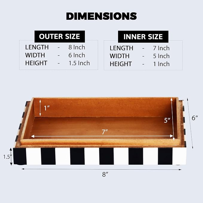 Handicrafts Home Decorative Storage Box with Lid, Black and White Decorative Box for Remote Controls, Slim Coffee Table Storage Box for Shelf, Desk & Living Room Decor, Puzzle Check 8 x 6 x 1.5 Inch