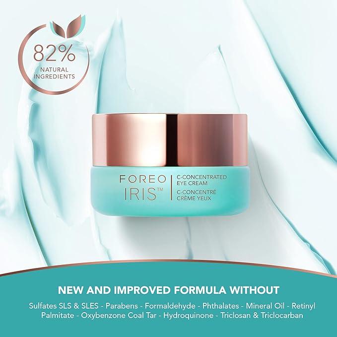 FOREO IRIS C-Concentrated Brightening Eye Cream for Dark Circles and Puffiness - Under Eye Brightener - Hyaluronic Acid - Antioxidant - Vegan - Travel Size - All Skin Types - 0.5 oz