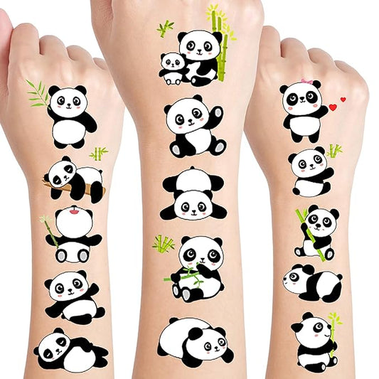 120 PCS (24 Sheets) Panda Temporary Tattoos, Birthday Decorations Panda Party Favors