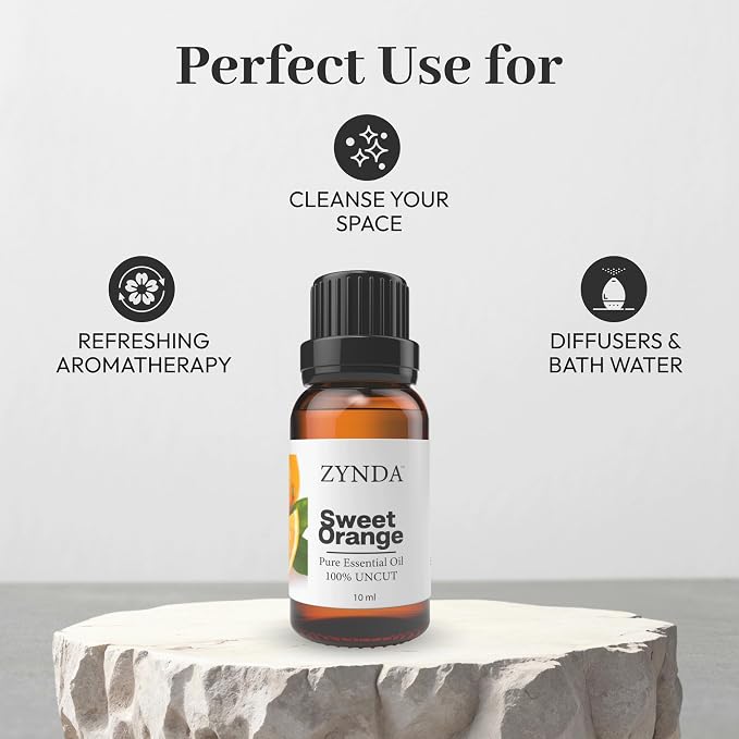 Sweet Orange Essential Oils – 100% Pure & Natural | Lab-Tested • Uncut • Raw • Very Potent Citrus Aromatherapy Oil | Orange Essential Oil Organic for Diffuser & Skin Uplifting & Refreshing 10ML