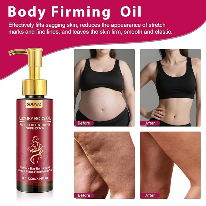 Body Firming Oil for Crepe Skin - After Shower Oil for Women, Tightening & Hydrating Treatment for Arms, Legs, Stomach & Body, Natural Formula for Dry Skin, Lightweight & Non-Greasy, 4.06 FL OZ