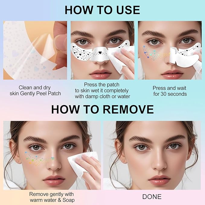 Christmas Glitter Face Tattoos – Waterproof Temporary Body Glitter Stickers for Holiday Parties and Christmas Festival Decorations, Sparkle Makeup Patches (6 Sheets)