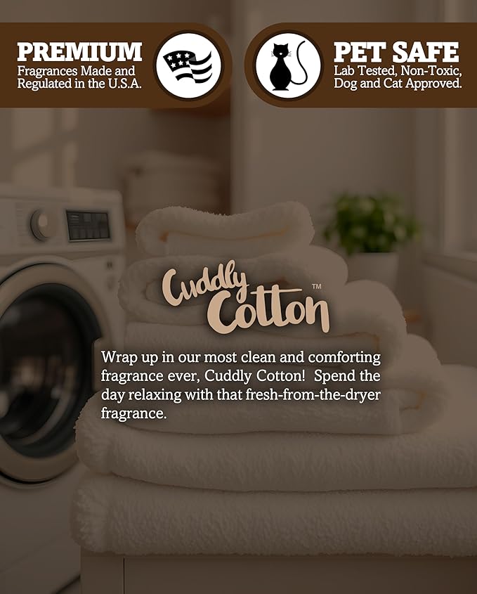 Cuddly Cotton Scented Natural 3 Wick Candle, Essential Fragrance Oils, 100% Soy, Phthalate & Paraben Free, Clean Burning, 14.5 Oz.