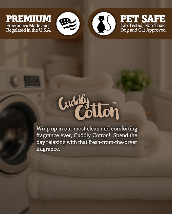 Cuddly Cotton Scented Natural Soy Candle, Essential Fragrance Oils, 100% Soy, Phthalate & Paraben Free, Clean Burning, 9 Oz.