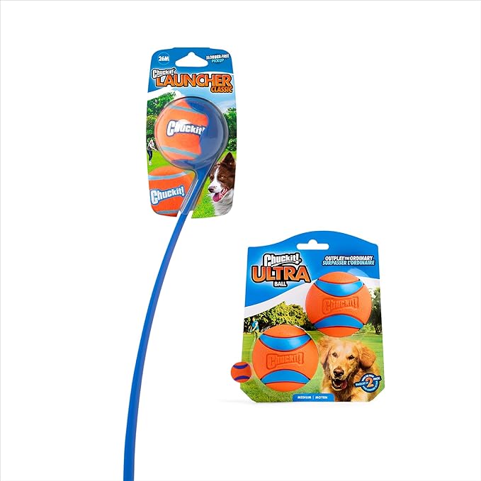 Chuckit! Ultra Ball and Launcher Bundle, Classic 26M with 2 Medium Balls