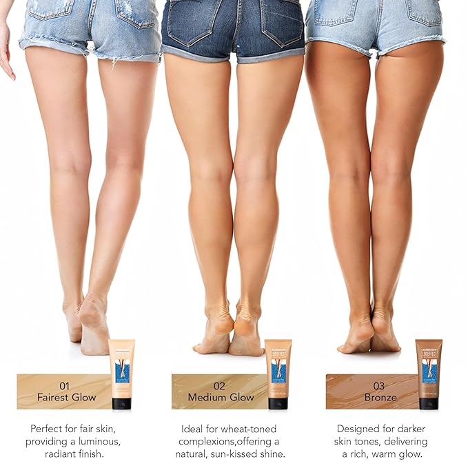 2Pcs Leg Effect Waterproof Makeup, Long-Lasting, Natural Leg Coverage, Body Foundation to Cover Vein, Tattoo and Flaw (02#Medium, 2Pcs)