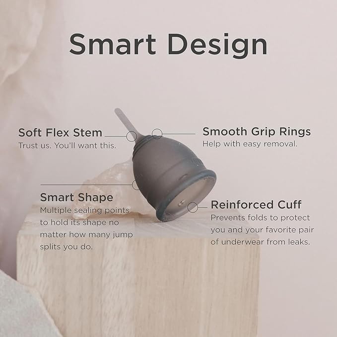 Saalt Soft Menstrual Cup – Reusable Period Cup – Made for Comfortable, Leak-Free Protection Up to 12 Hours – BPA & Latex Free – Includes Cup & Carry Bag (Regular, Grey)
