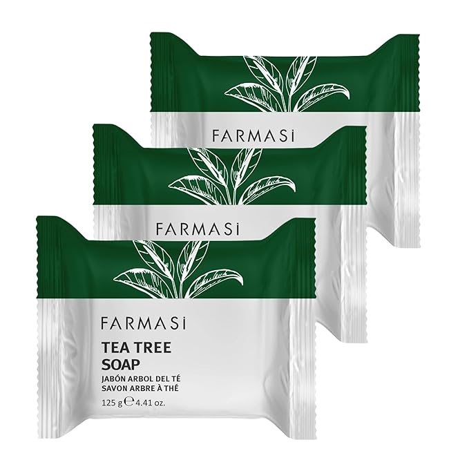 FARMASi 3 PACK Tea Tree Soap, Blemish Prone and Oily Skin Cleansing Bar for Face and Body, Clarifying Daily Cleanse, 4.41 oz Each