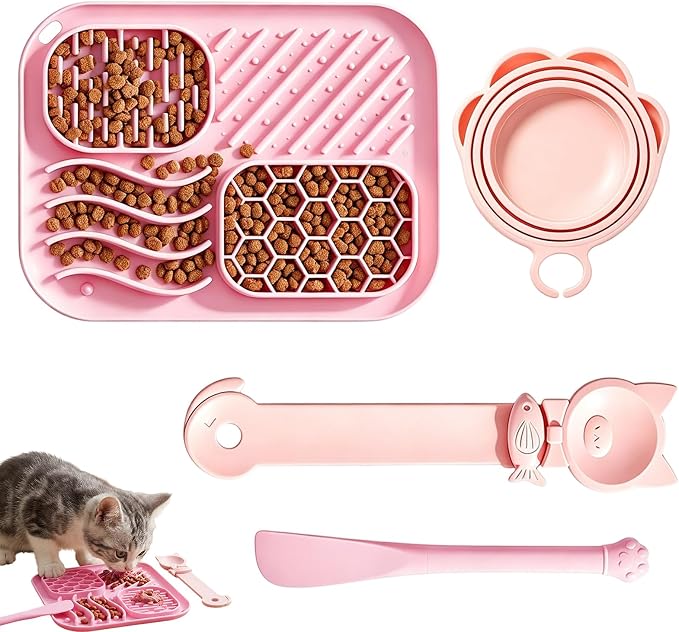 4 Piece Slow Feeder Cat Bowl Set